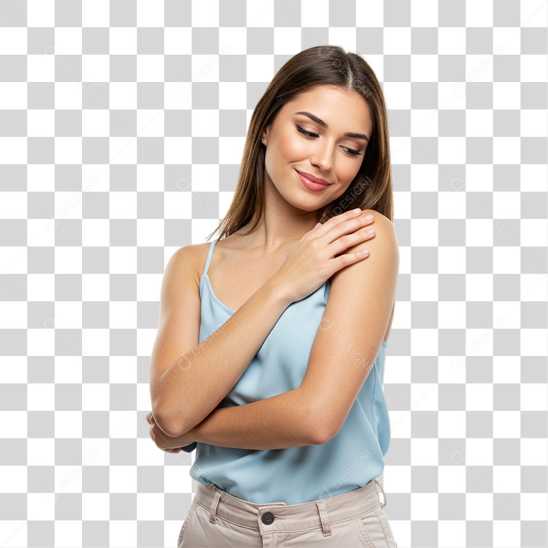 Jovem Modelo Sorrindo PNG Transparente