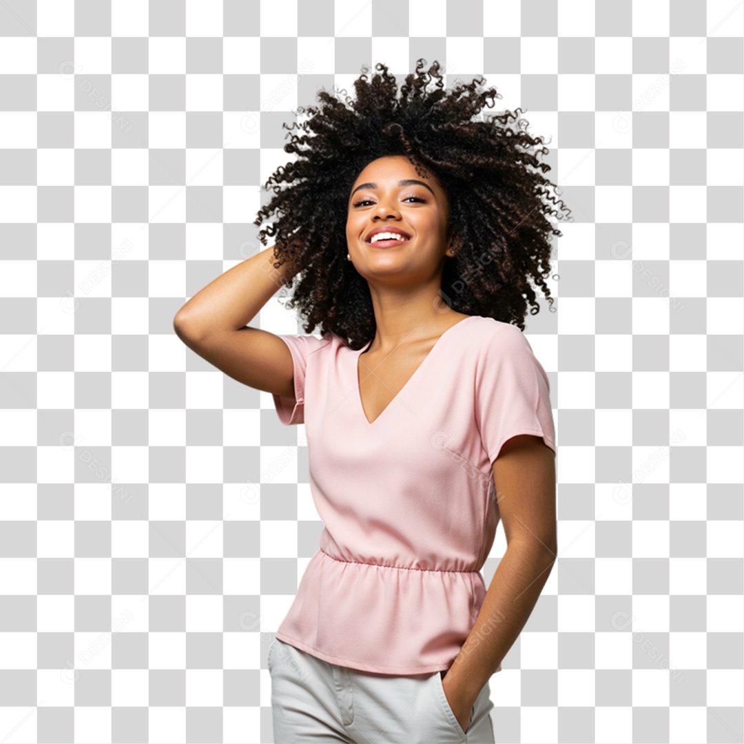 Jovem Modelo Sorrindo PNG Transparente