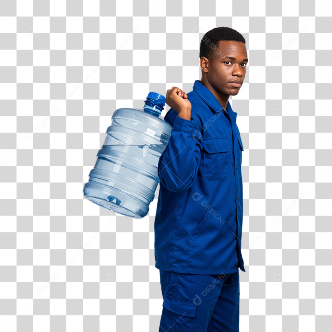 Homem com Galão de Água PNG Transparente
