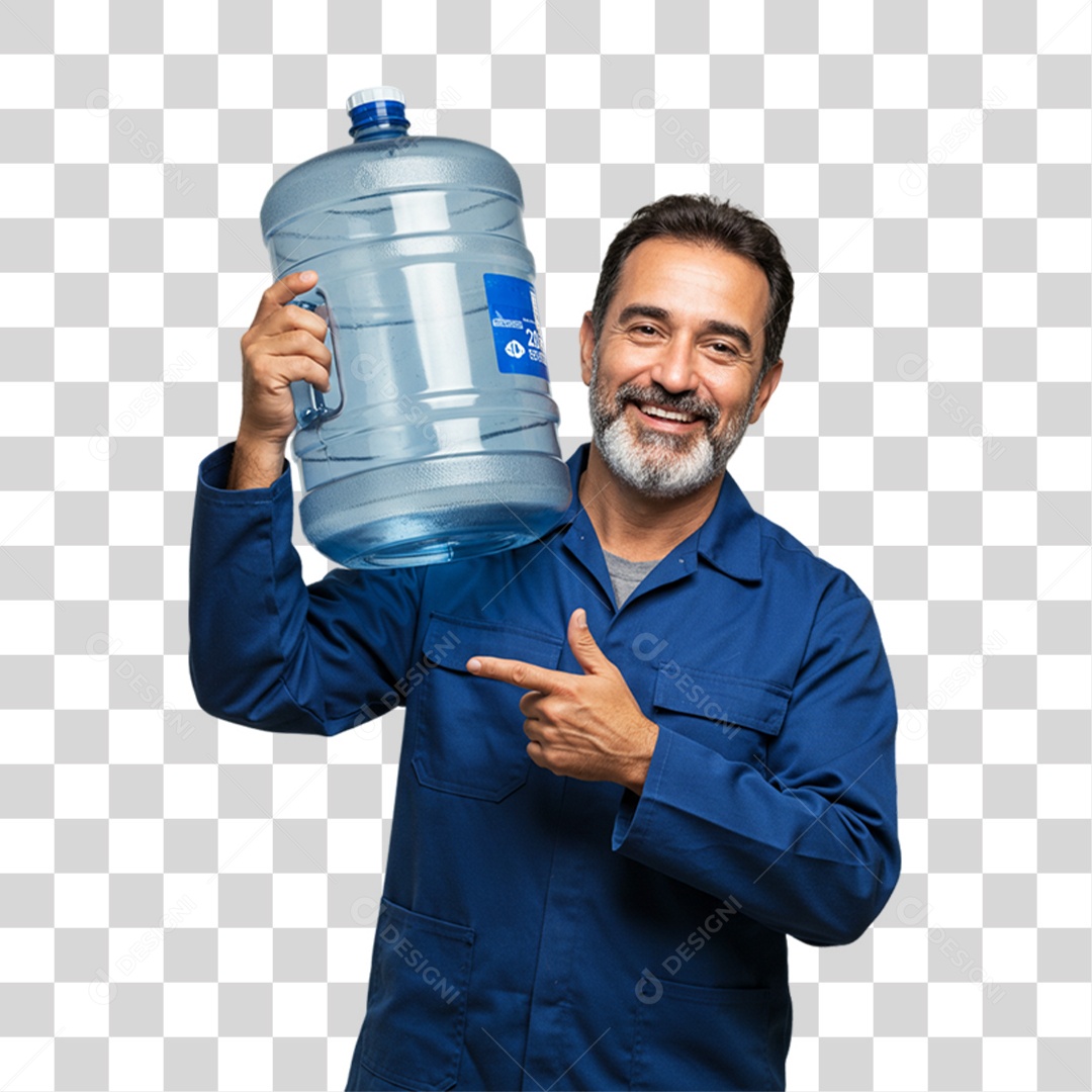 Homem com Galão de Água PNG Transparente