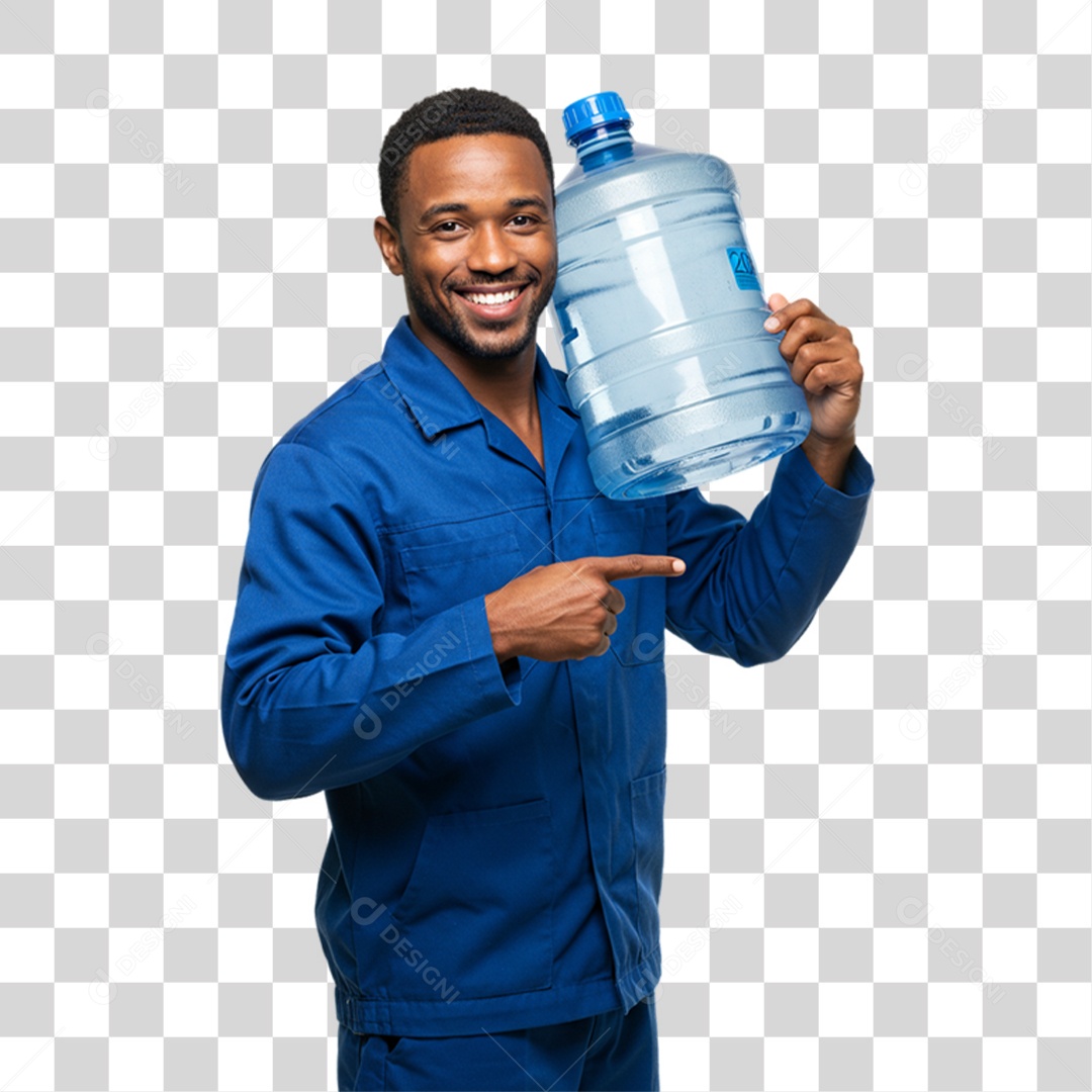Homem com Galão de Água PNG Transparente