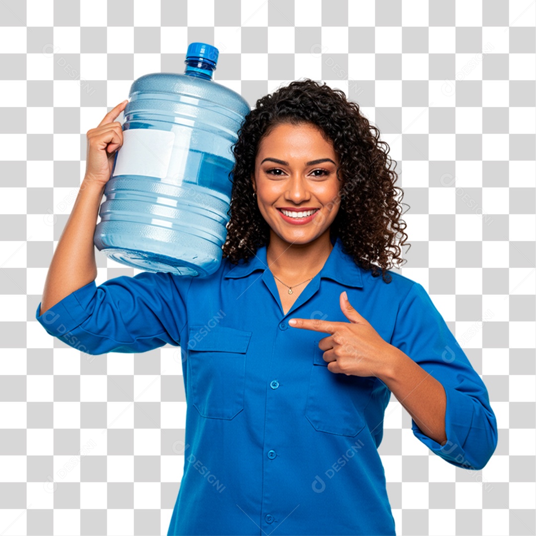 Mulher com Galões de Água PNG Transparente