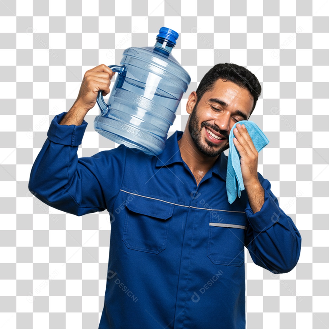 Homem com Galão de Água PNG Transparente