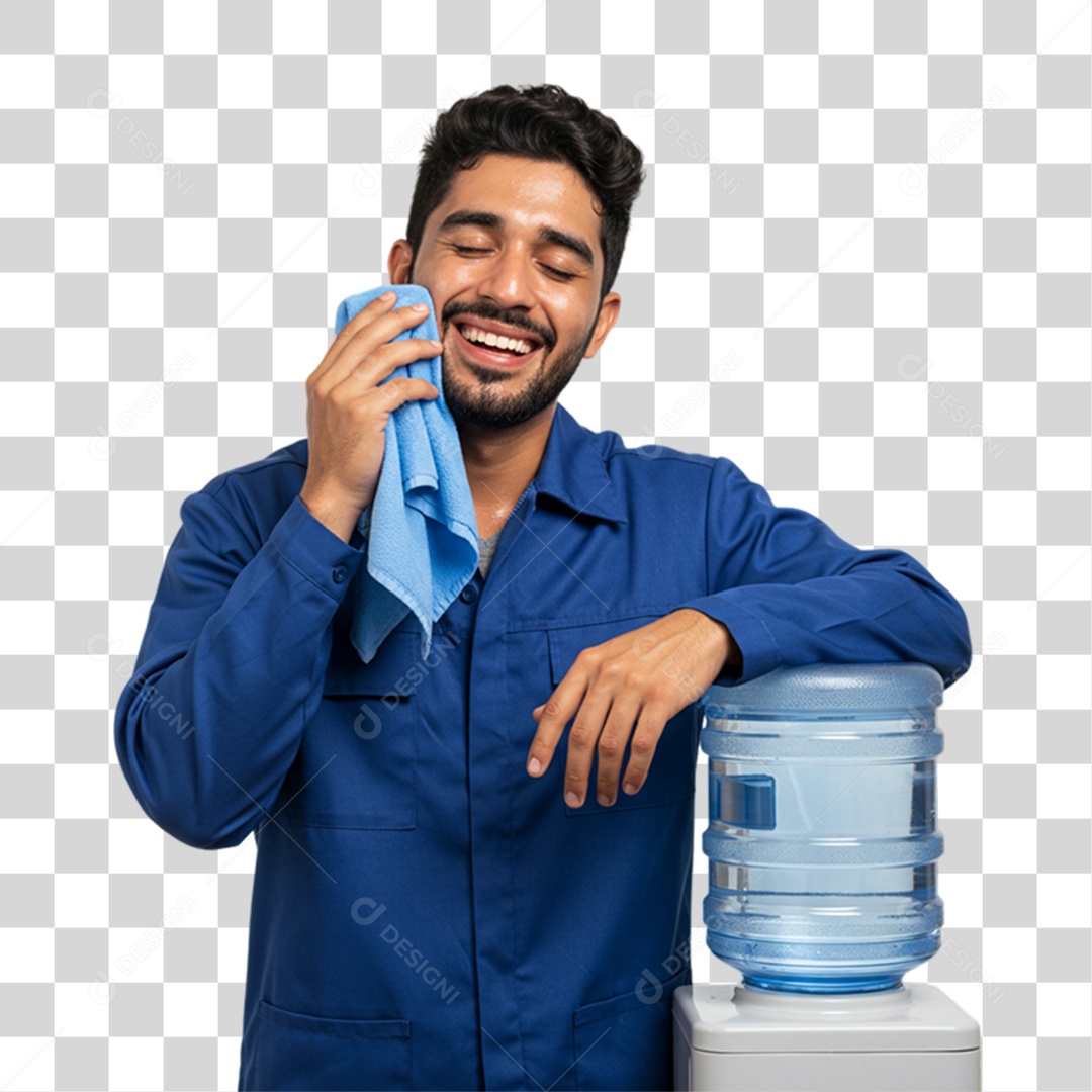Homem com Galão de Água PNG Transparente
