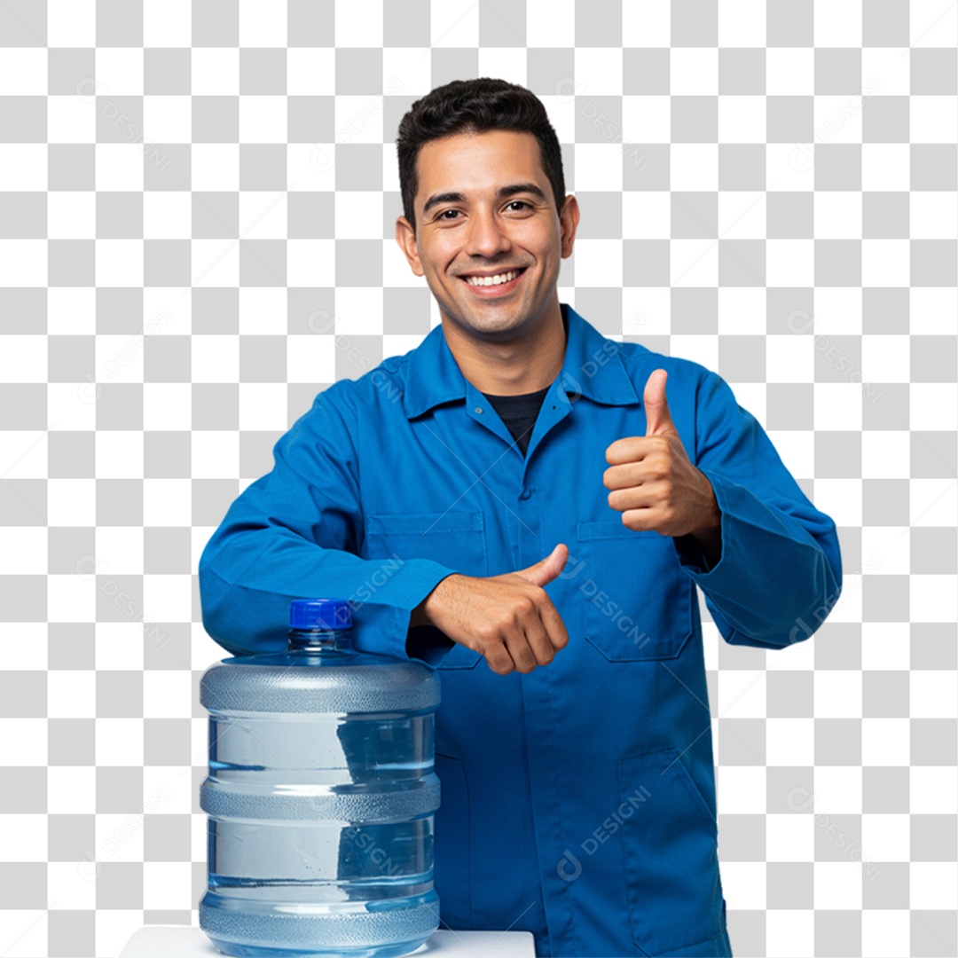 Homem com Galão de Água PNG Transparente