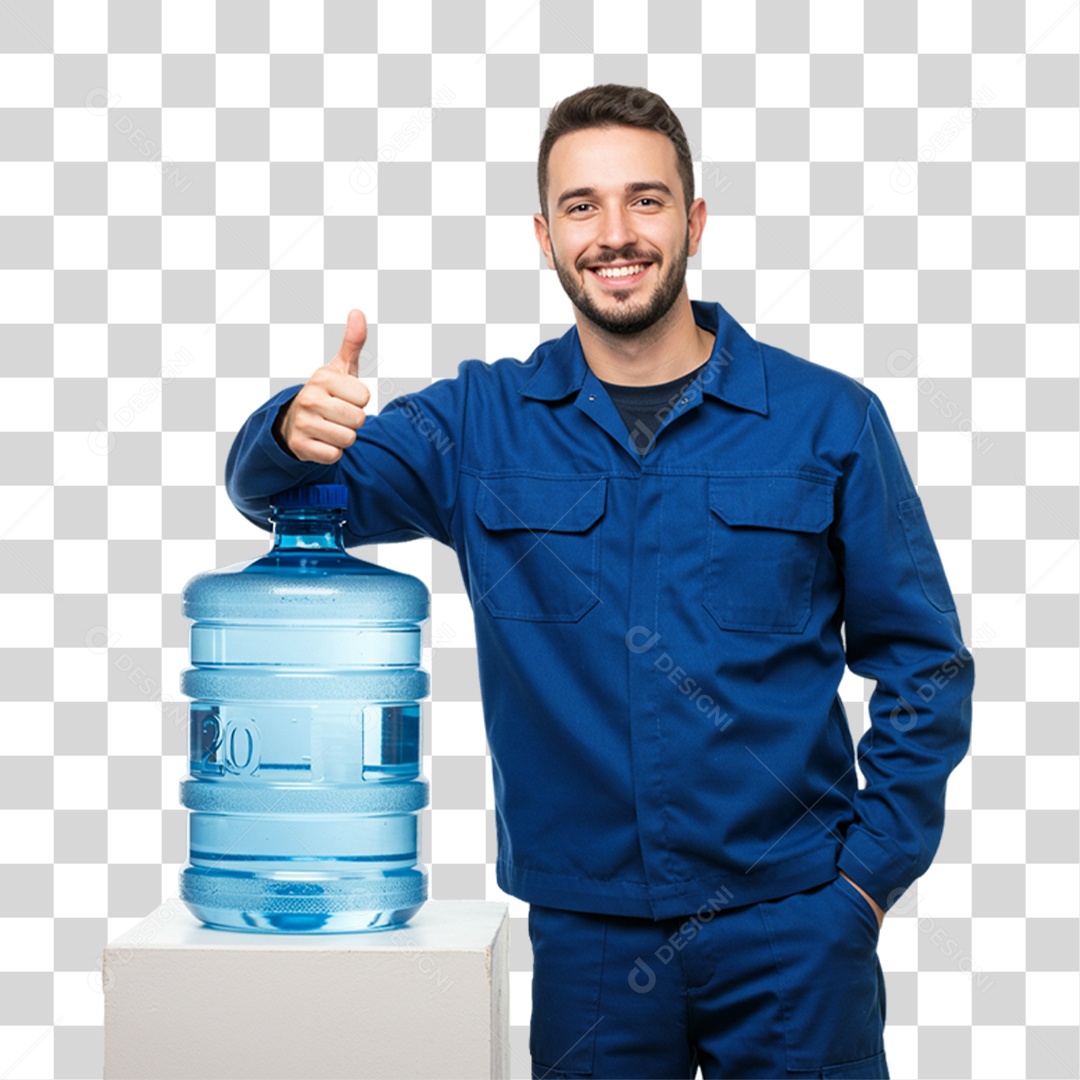Homem com Galão de Água PNG Transparente
