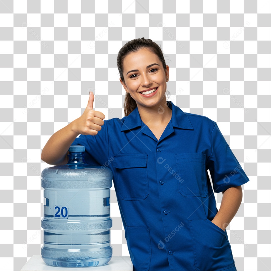 Mulher com Galão de Água PNG Transparente