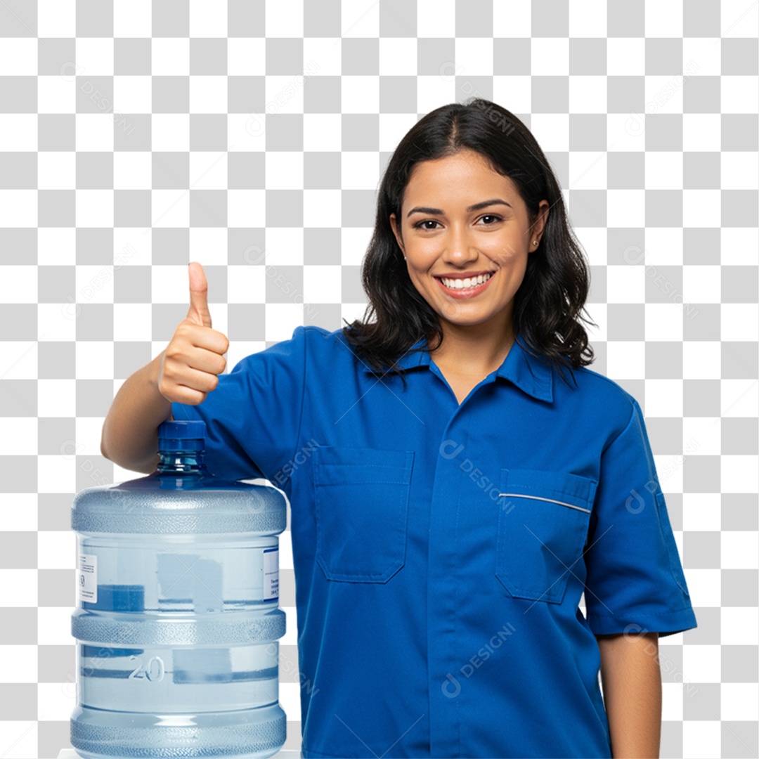 Mulher com Galão de Água PNG Transparente
