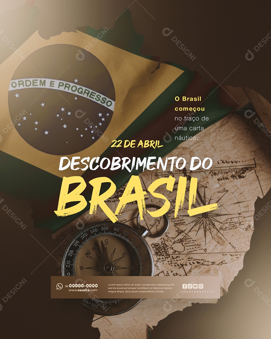 Dia do Descobrimento do Brasil 22 de Abril Social Media PSD Editável