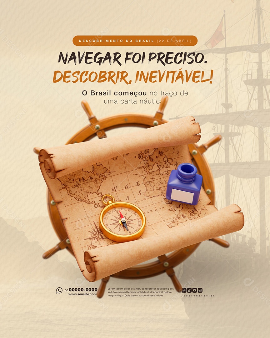 Dia do Descobrimento do Brasil 22 de Abril Social Media PSD Editável