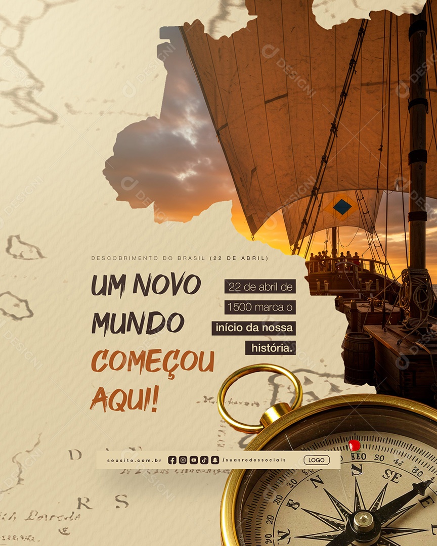 Dia do Descobrimento do Brasil 22 de Abril Social Media PSD Editável