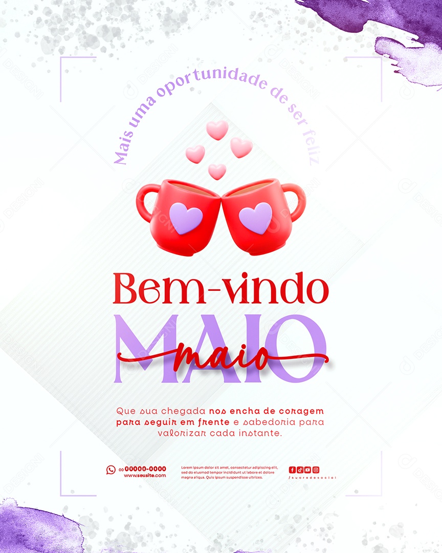 Feed Bem Vindo Maio Saudação Mês Social Media PSD Editável