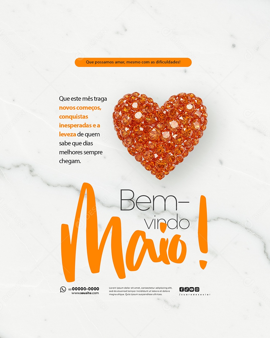 Feed Bem Vindo Maio Saudação Mês Social Media PSD Editável