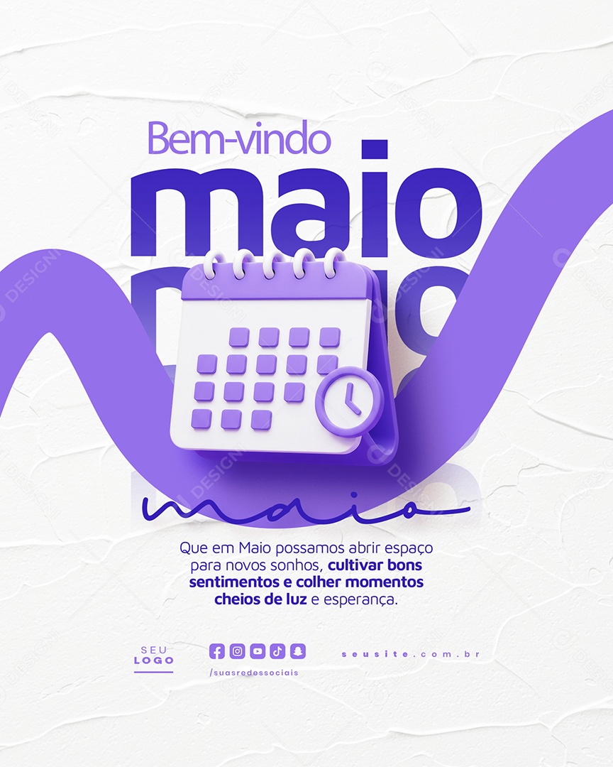 Feed Bem Vindo Maio Saudação Mês Social Media PSD Editável