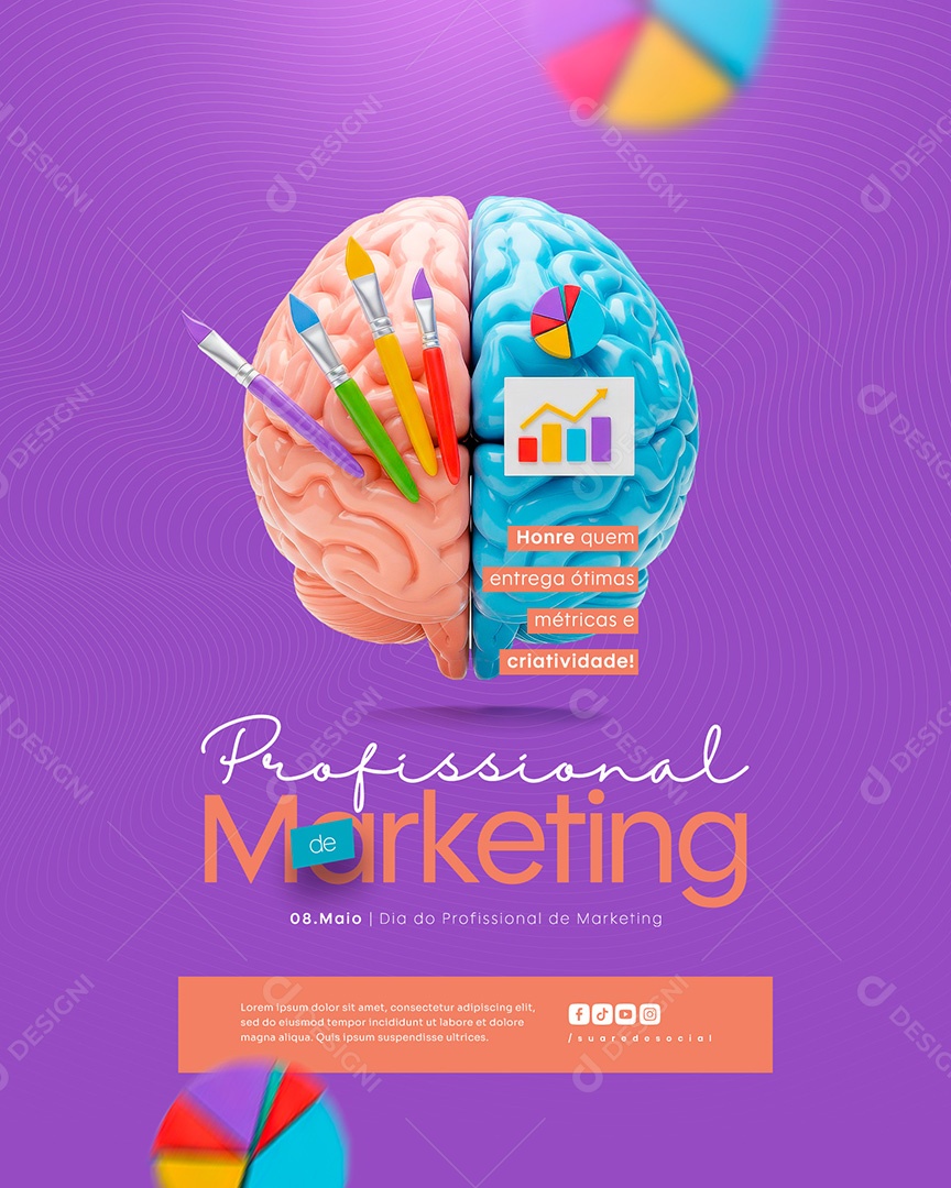 Feed Dia do Profissional de Marketing 8 de Maio Social Media PSD Editável