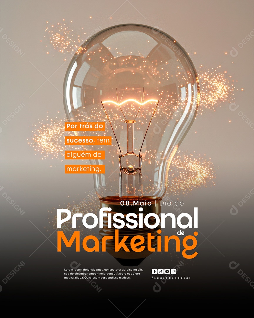 Feed Dia do Profissional de Marketing 8 de Maio Social Media PSD Editável