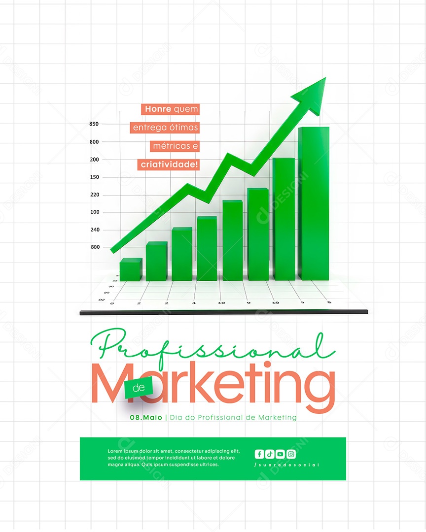 Feed Dia do Profissional de Marketing 8 de Maio Social Media PSD Editável