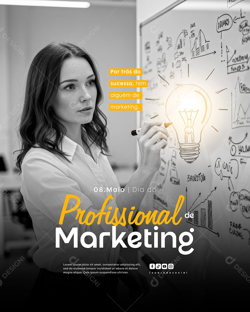 Feed Dia do Profissional de Marketing 8 de Maio Social Media PSD Editável