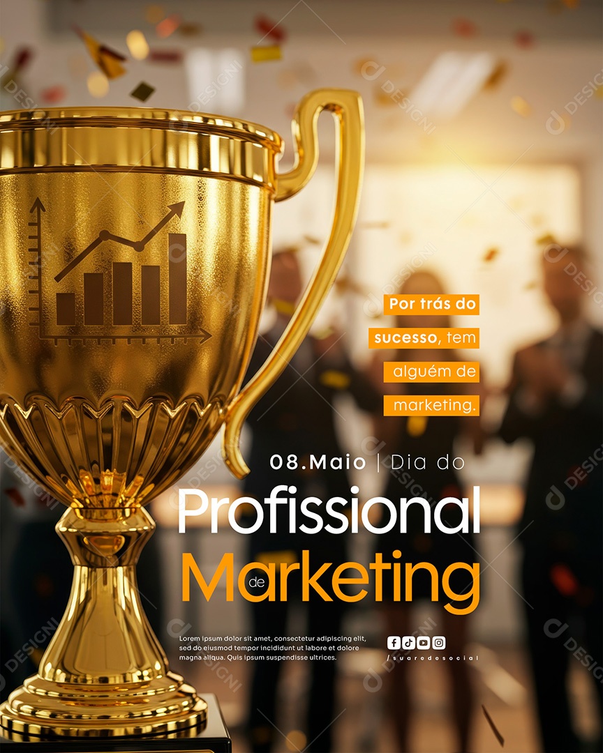 Feed Dia do Profissional de Marketing 8 de Maio Social Media PSD Editável