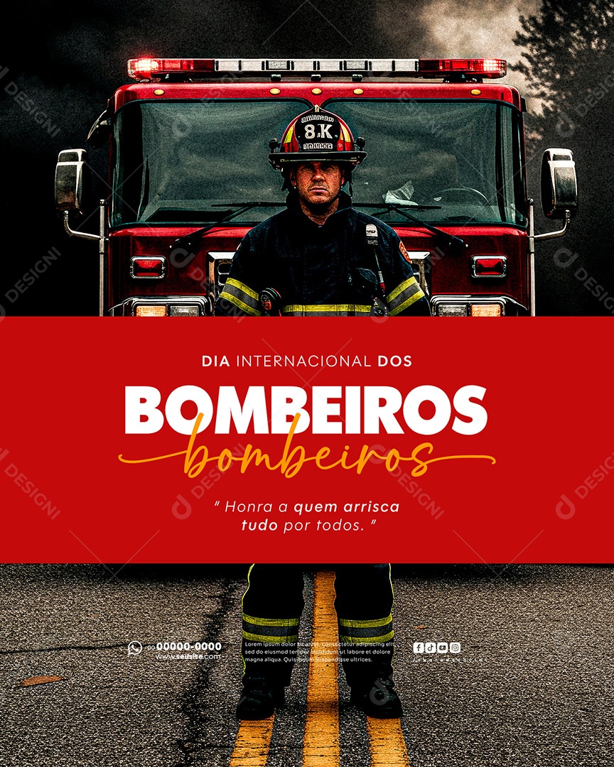 Feed Dia Internacional do Bombeiro 04 de Maio Social Media PSD Editável