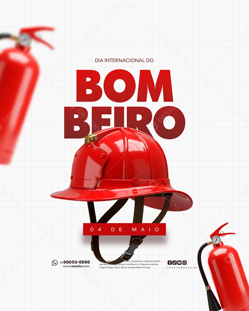Feed Dia Internacional do Bombeiro 04 de Maio Social Media PSD Editável