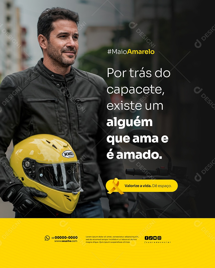 Feed Maio Amarelo Campanha de Conscientização Sobre Segurança no Trânsito Social Media PSD Editável