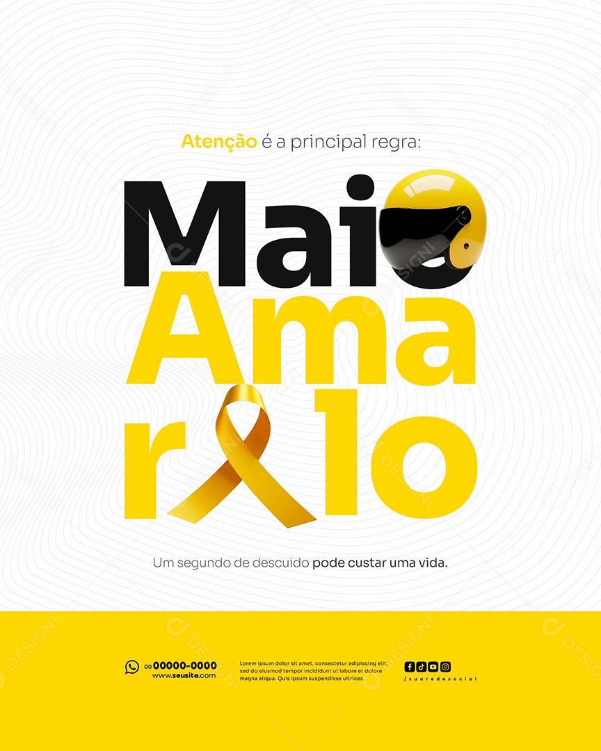 Feed Maio Amarelo Campanha de Conscientização Sobre Segurança no Trânsito Social Media PSD Editável