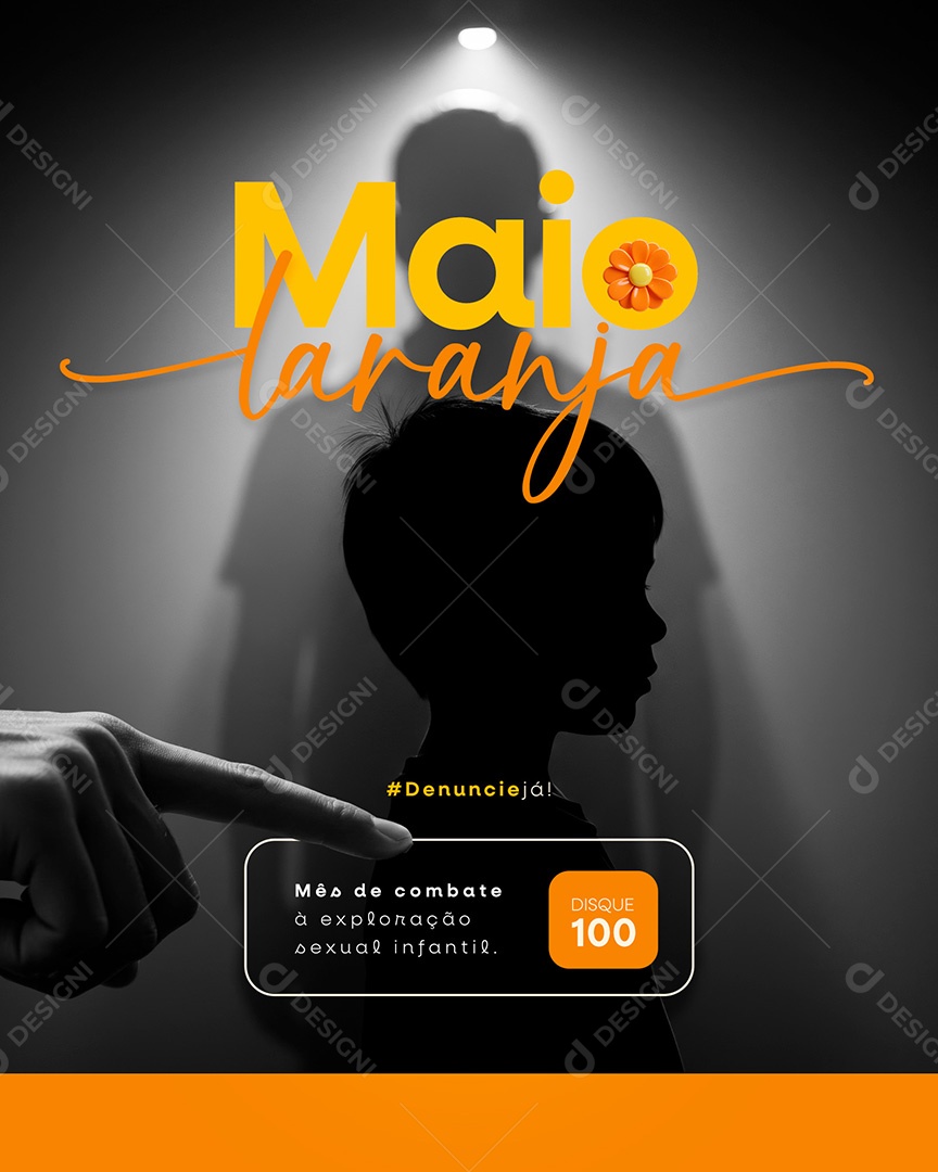 Feed Maio Laranja Campanha de Combate à Exploração Sexual Infantil Social Media PSD Editável