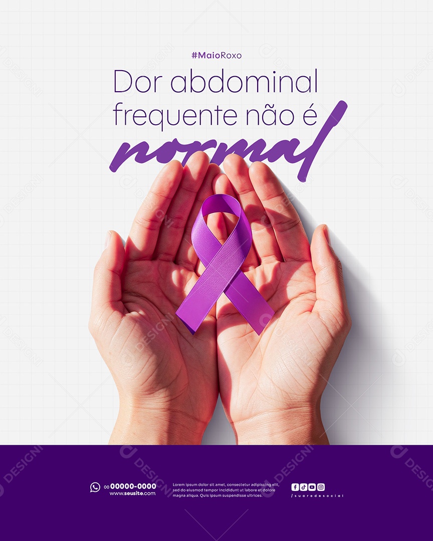 Feed Maio Roxo Campanha mês de Conscientização Sobre Doenças Inflamatórias Intestinais Social Media PSD Editável