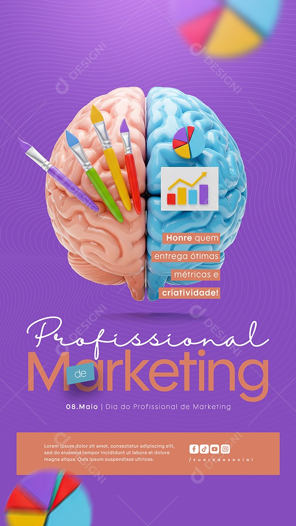 Story Dia do Profissional de Marketing 8 de Maio Social Media PSD Editável