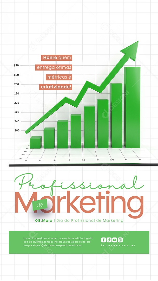 Story Dia do Profissional de Marketing 8 de Maio Social Media PSD Editável
