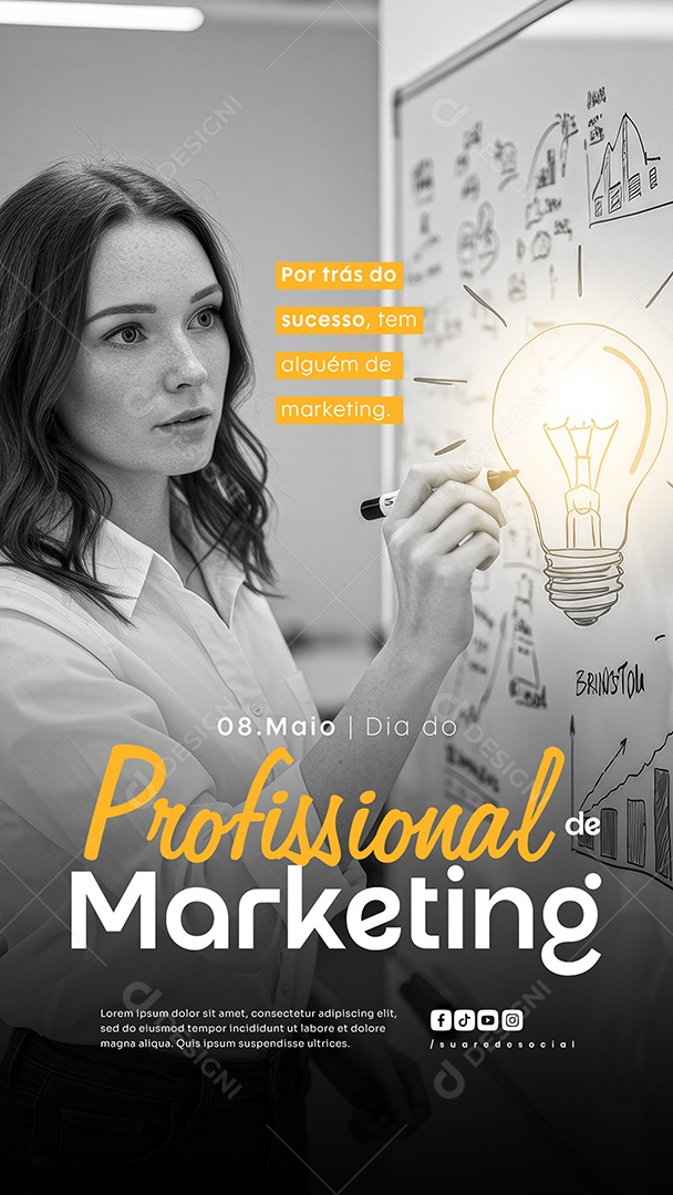 Story Dia do Profissional de Marketing 8 de Maio Social Media PSD Editável