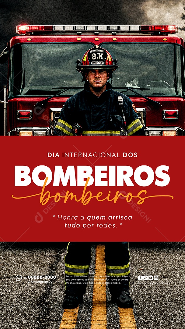Story Dia Internacional do Bombeiro 04 de Maio Social Media PSD Editável