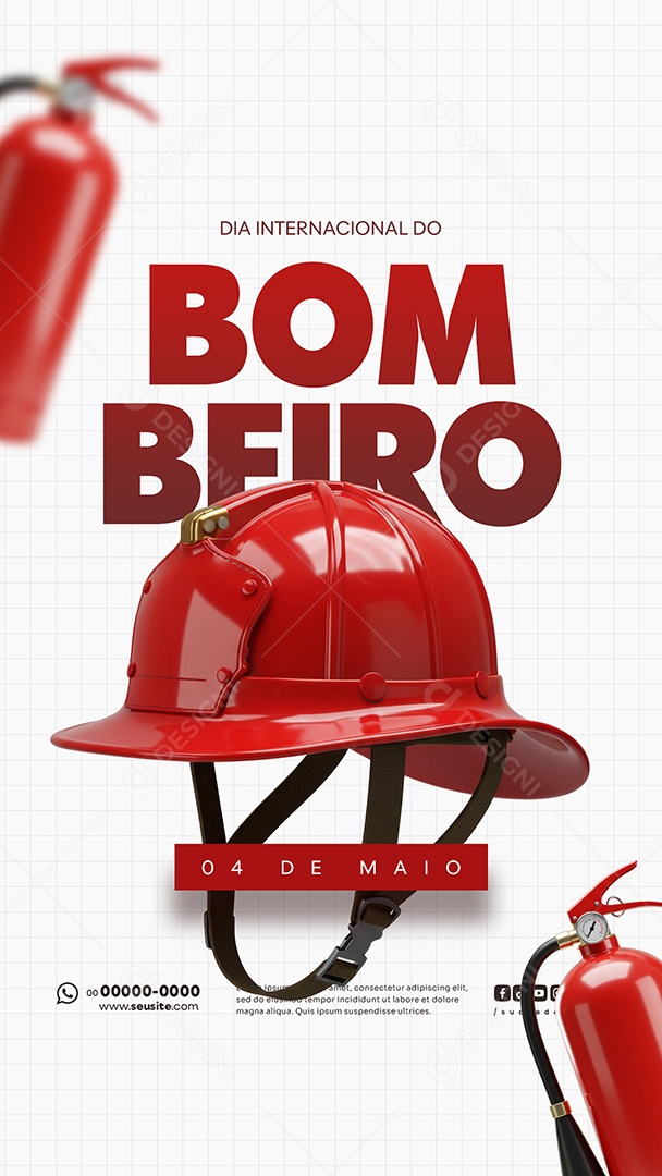 Story Dia Internacional do Bombeiro 04 de Maio Social Media PSD Editável