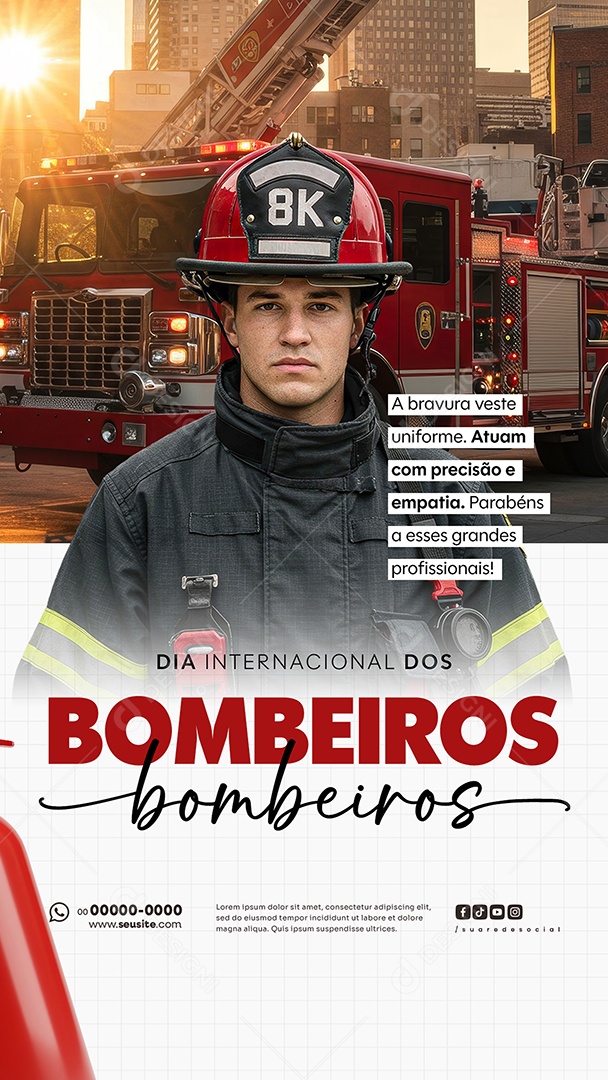Story Dia Internacional do Bombeiro 04 de Maio Social Media PSD Editável