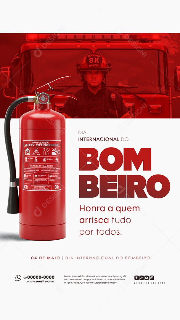 Story Dia Internacional do Bombeiro 04 de Maio Social Media PSD Editável