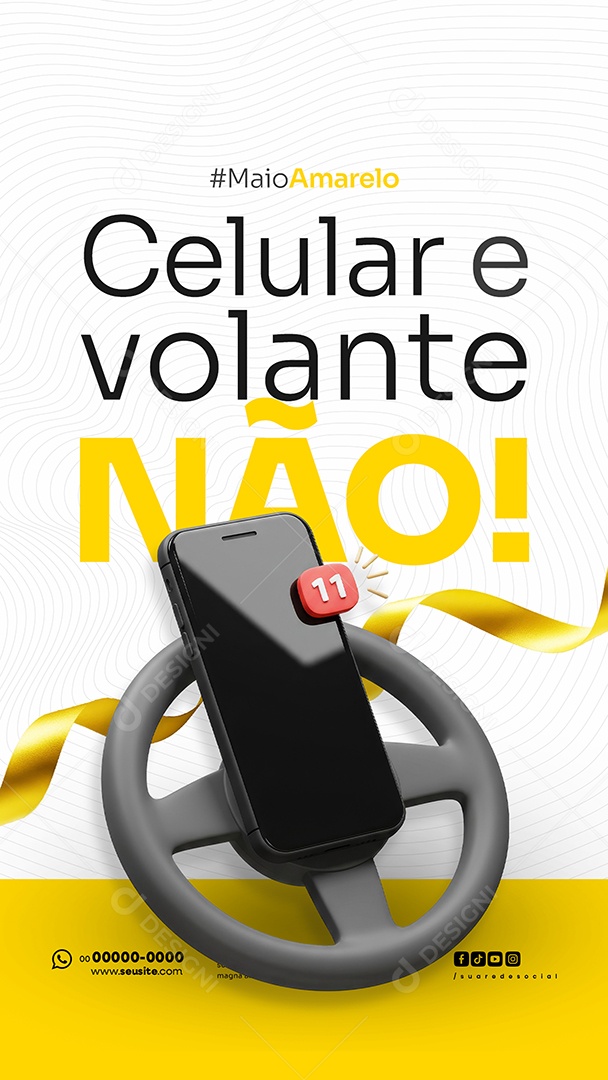 Story Maio Amarelo Campanha de Conscientização Sobre Segurança no Trânsito Social Media PSD Editável