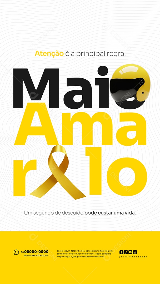 Story Maio Amarelo Campanha de Conscientização Sobre Segurança no Trânsito Social Media PSD Editável
