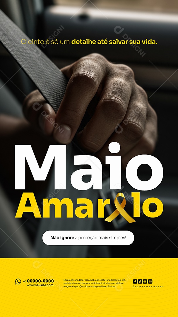 Story Maio Amarelo Campanha de Conscientização Sobre Segurança no Trânsito Social Media PSD Editável
