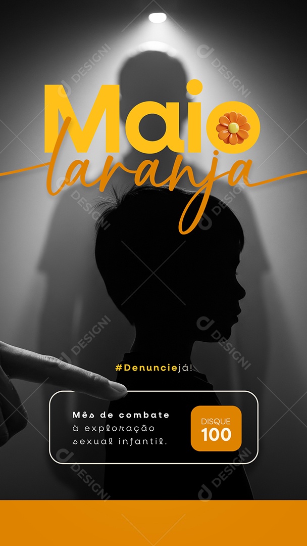 Story Maio Laranja Campanha de Combate à Exploração Sexual Infantil Social Media PSD Editável