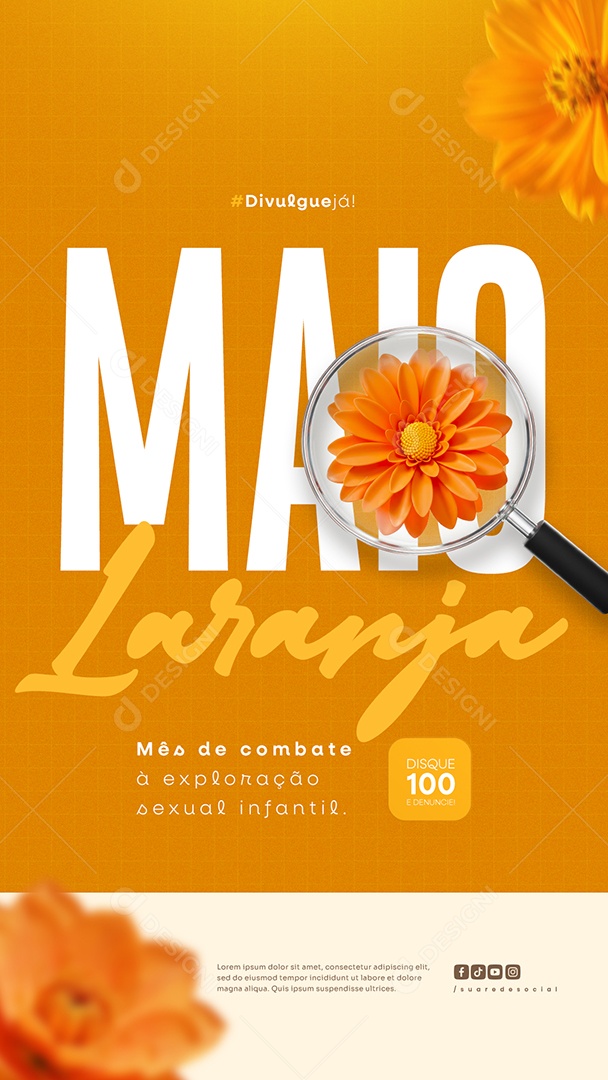 Story Maio Laranja Campanha de Combate à Exploração Sexual Infantil Social Media PSD Editável