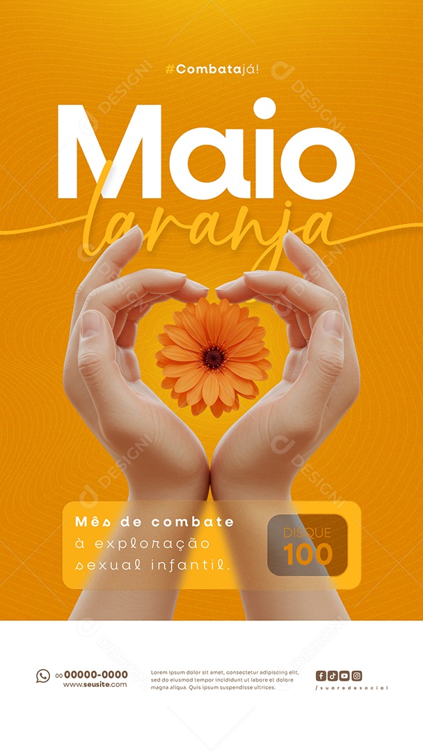 Story Maio Laranja Campanha de Combate à Exploração Sexual Infantil Social Media PSD Editável