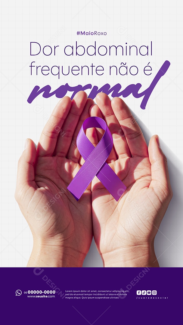 Story Maio Roxo Campanha Mês de Conscientização Sobre Doenças Inflamatórias Intestinais Social Media PSD Editável