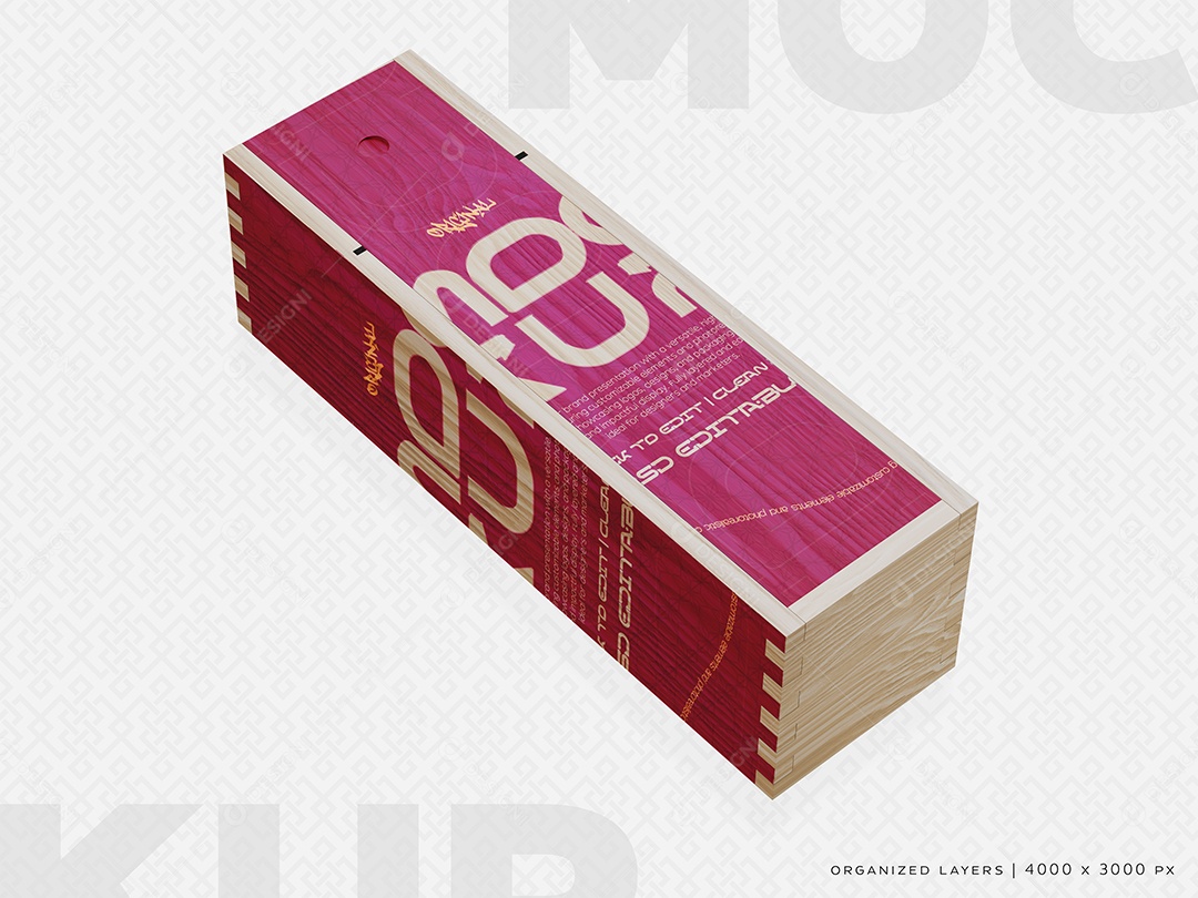 Caixa de Madeira Mockup PSD Editável