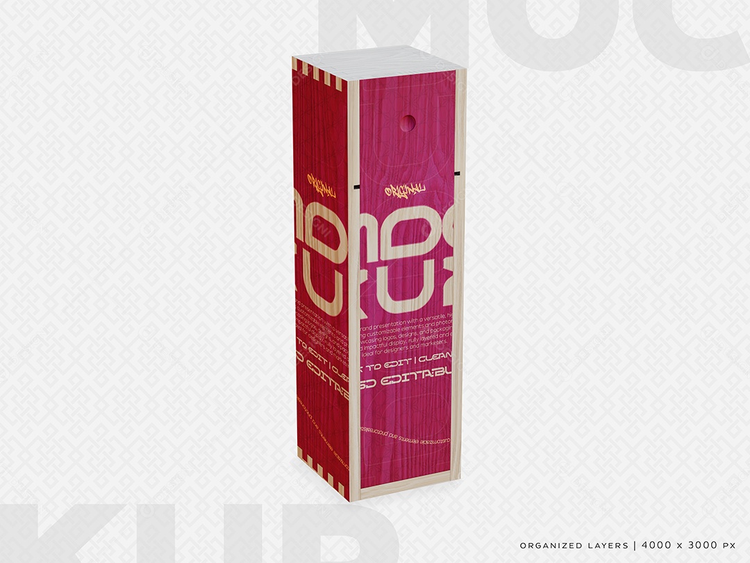 Caixa de Madeira Mockup PSD Editável