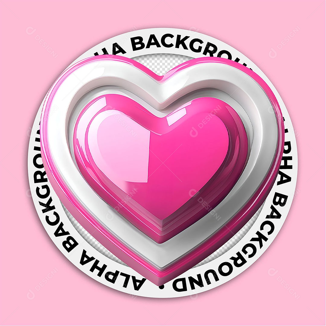 Elemento 3D Ícone de Coração Para Composição PSD