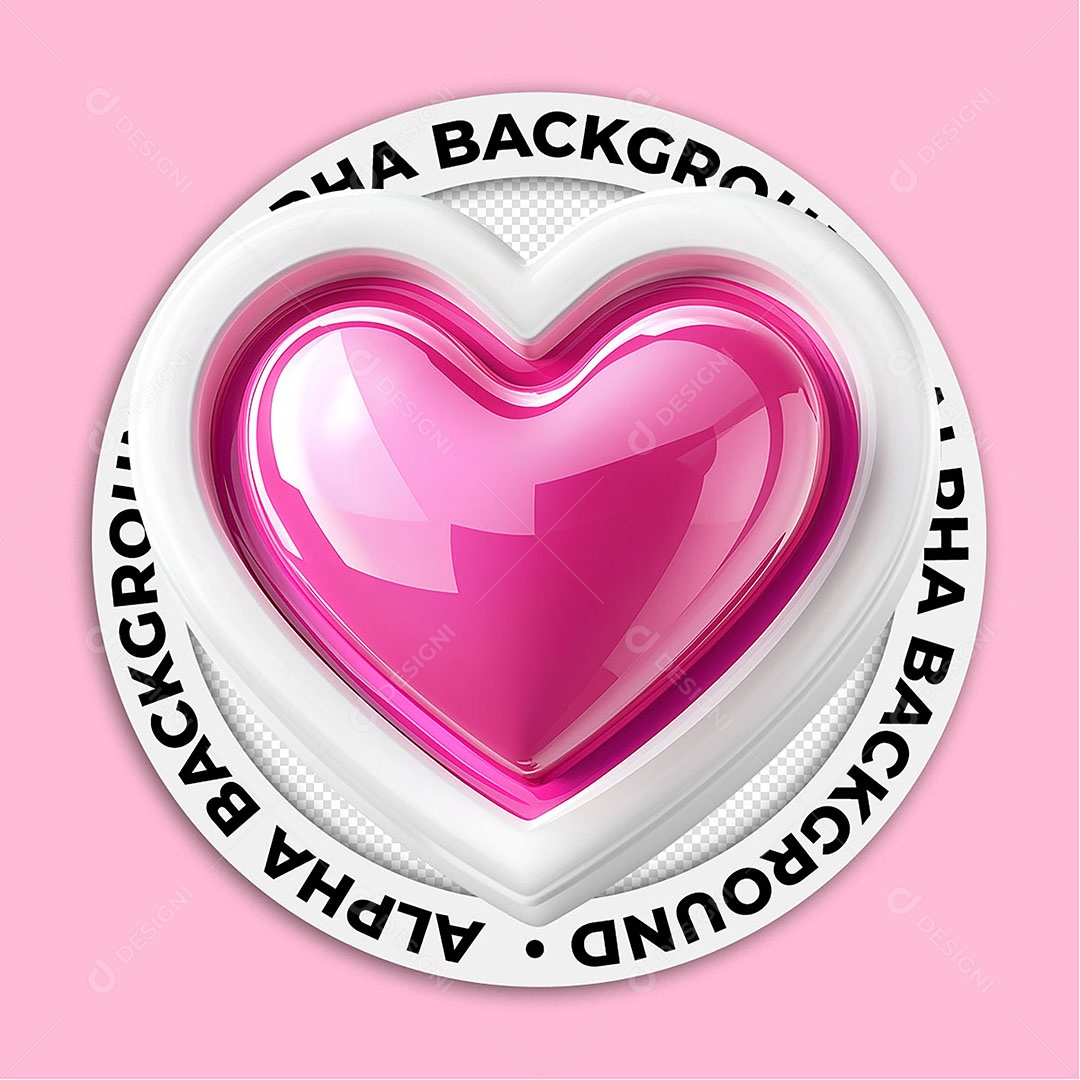 Elemento 3D Ícone de Coração Para Composição PSD