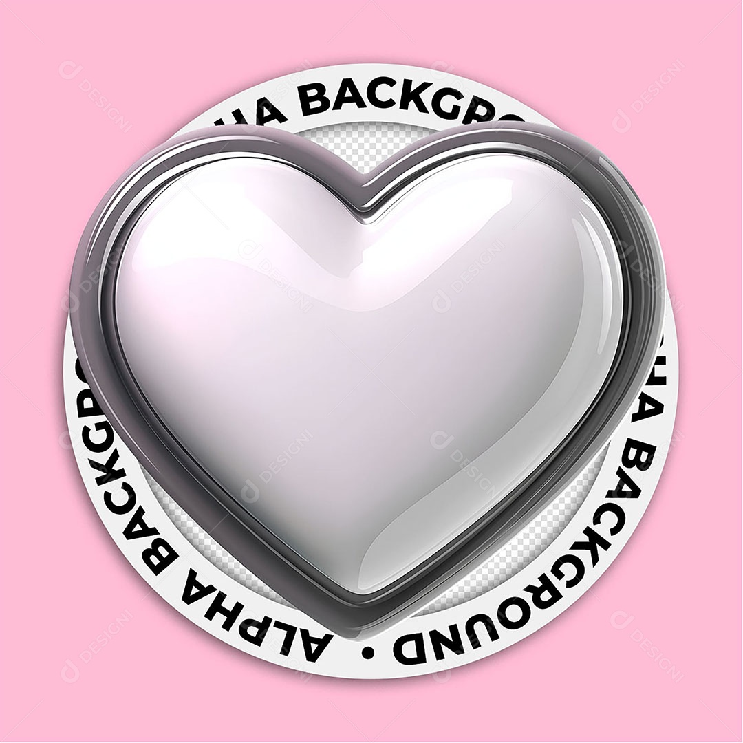 Elemento 3D Ícone de Coração Para Composição PSD