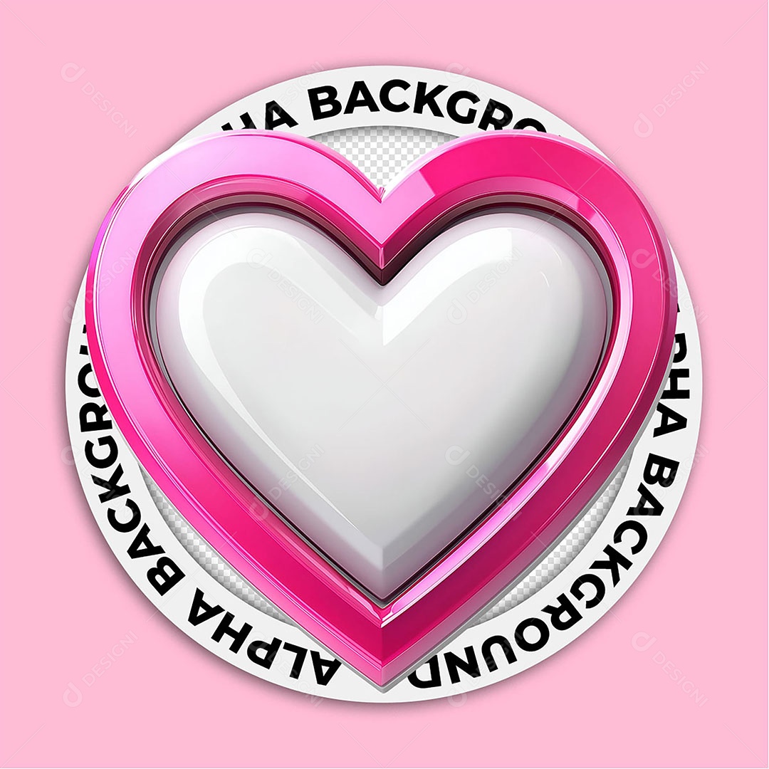 Elemento 3D Ícone de Coração Para Composição PSD