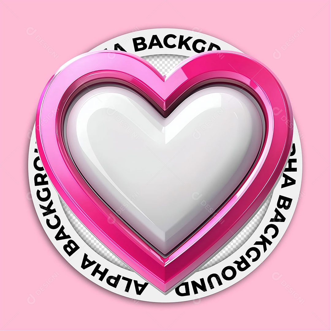 Elemento 3D Ícone de Coração Para Composição PSD